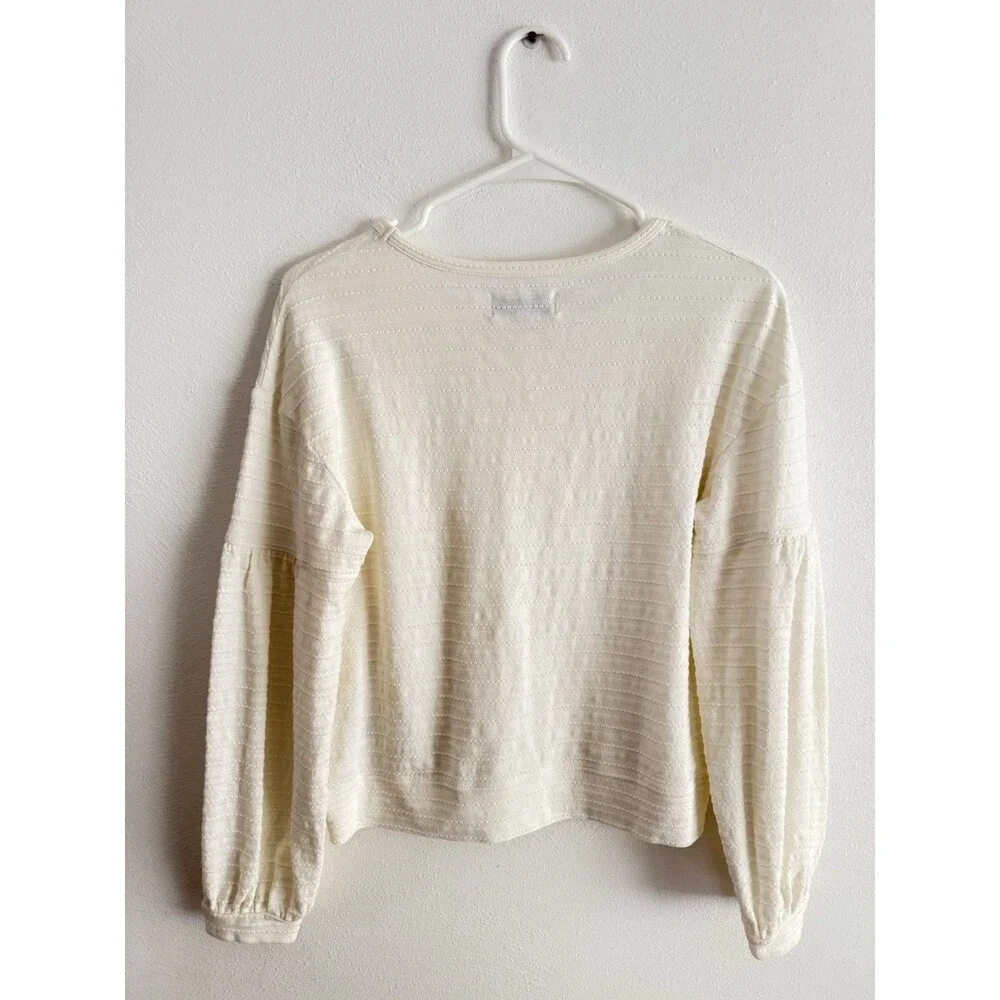 Madewell Texture & Thread Bubble Long Sleeve Top Women Size XS Cream Blouse